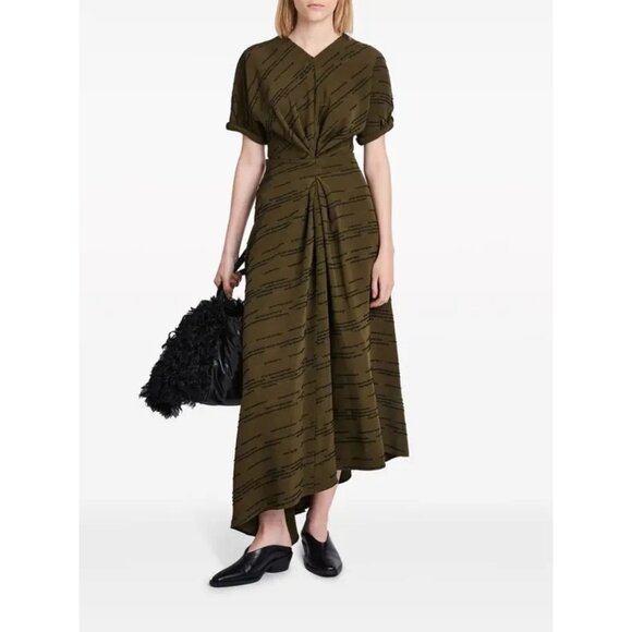 Proenza Schouler Dresses & Skirts - Proenza Schouler Vivienne Striped Asymmetric Dress in Green size 0 Maxi